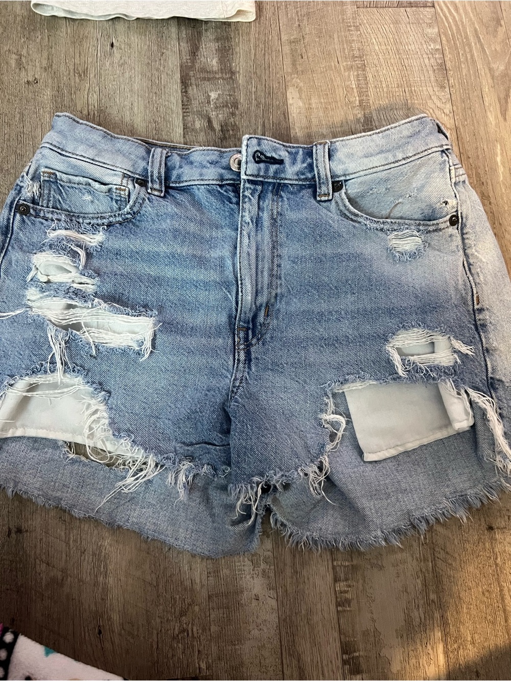 American Eagle Outfitters Light Blue Distressed Denim Cutoff Shorts